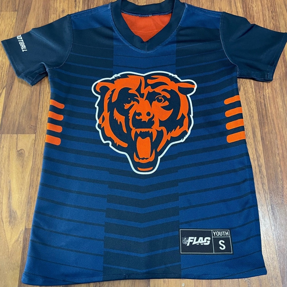NFL FLAG Chicago Bears Reversible Jersey Youth Small Navy Orange Football Shirt
